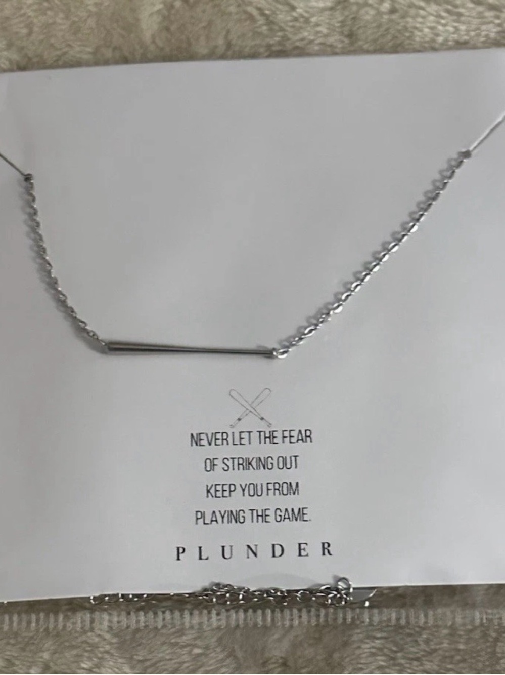 Plunder Silver Tone Baseball Bat Pendant Necklace